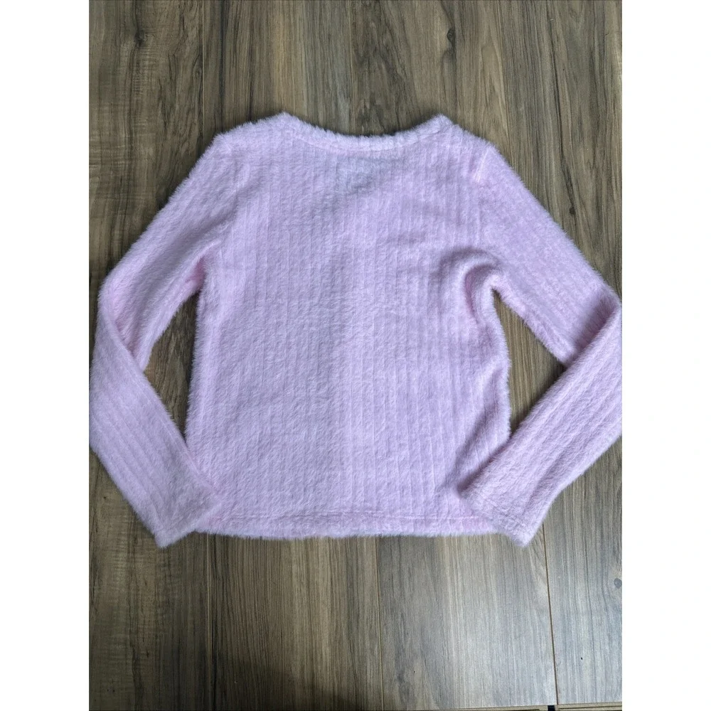Justice Girls Size L(12/14) Button Up Sweater‎ Pink Furry Cute